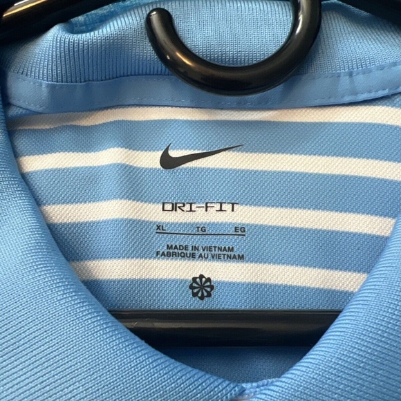 Nike Dri Fit Golf Polo Blue/White Stripe Size XL - Picture 6 of 9